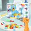 Drilling Screw 3D Creative Mosaic Puzzle Toys For Children Building Bricks Toys Kids DIY Electric Drill Set Boys Educational Toy