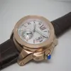 Männliche Uhr Automatische Uhren rosariode Gold Uhrencase Leder -Gurt weiße Gesichtshandgelenke 101180H