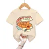 T-shirts chaton Nuggets Fast Food Cat T-shirt Girls Harajuku Tee Shirts Kids Fashion T-shirts drôles Graphic Tops Cartoons Boys Vêtements 240410