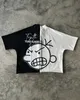 Streetwear T Shirt Y2K Harajuku Hip Hop Letter Cartoon Graphic Print Oversizeid Tshirt Mens Donnec Bawełniany krótkie topy 240410