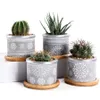 4In Set 2 95Inch Cement Succulent Planter Pots Cactus Plant Pot Indoor Small Concrete Herb Window Box Container With Bamboo Y20072269S