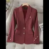 Trajes de mujer blazers manga larga para mujeres blazers formales trabajos de negocios abrigos damas negros caqui rojo sólido sólido chaqueta delgada para otoño invierno C240410