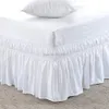 Owij się wokół łóżka spódnica elastyczna marszczenie spódnice stały kolor Łatwy na łatwym odejściu odporny na fade, klasyczny stylowy 38 cm