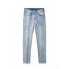 Heren jeans ontwerper lente/zomer dunne slank fit kleine voeten trendy merk lichtblauw monster q9lm