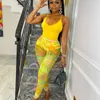 Women's Two Piece Pants Sexy Print Mesh Sheer 2 Sets Womens Outfits Summer Bodysuit Top And Leggings Set Club Party Nightclub Birthday