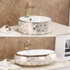 European Style Gold Platform Basin Household Bathroom Sinks High Temperature Ceramic Gold Washing Sink Hotel Bathroom Washbasins