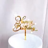 Nuovo Topper di torta di buon compleanno acrilico Gold Gold Star Cake Topper per decorazioni per torte per feste di compleanno per bambini