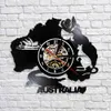 Australia Symbols Wall Art Wall Clock Sydney Opera House Kangaroo Koala Crocodile Australia Characters Vinyl Record Wall Clock