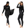 4pcs Set Muslim Mailwear Femmes Modest Patchwork Hijab Sport Long Sport Swimsuit Islamic Burkinis Portez un maillot de bain à couverture complète
