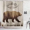 Bear Funny Wildlife Animal Brown Sunflower Bubbles dans Bathtub Farmhouse Cabin Barn Wood Rustic Forest Adventure Shower Curtain