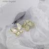 Anéis de designer de marca vanfeff de ponta para mulheres 925 Sterling Silver Diamond Inclaid Double Butterfly Ring feminino Branco natural Senior Brand Designer Jóias