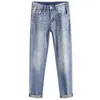 Jeans designer maschile azzurro slim fit piccoli piedi di fascia alta pantaloni lunghi lunghi 8w7h