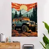 Tapestries Sunset Car Tapestry Aesthetic Room Decoration Home Decor Wallpaper Wall Hanging Headboards Anime Kawaii Decors Fabric