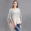 Kvinnors pullover Tassel Knit värme Cape Shawl Stripe Poncho tröja dropshipping