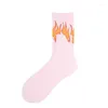 Chaussettes de femmes 1 paire mode Hip Hop Hit Color on Fire Fire Flame Flame Blaze Power Torch Warmth Street Skateboard