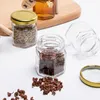 Mini Hexagonal Glass Honey Burkar - Små honungskurkar - Honungsburkar med guldlock för baby shower, bröllop och festgäster