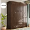 Walnut Country American Style Wardrobe Bedroom 7 Doors Clothes Hanging Cabinet Storage Large Capacity Drawer Furniture