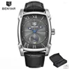 Orologi da polso Benyar orologio da uomo quarzo maschile wist cinghia di pelle militare orologio quadrato casual waterproof reoj de hombre