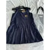 Basic & Casual Dresses Designer MM Family 24Ss New Academy Style Gold Thread Embroidered Letter Navy Dress With Belt, Fashionable And Versatile 309