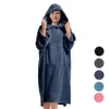 Changer la robe serviette Poncho Surf à manches courtes Robe de bain à manches courtes avec serviette en microfibre à cassette à capuche pour hommes et femmes