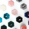 Sachets de bijoux à machines à sous Hexagon Velvet Boîte à anneau avec couvercle détachable Poldage de boucles d'oreille Poldage de cadeaux de mariage d'engagement