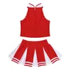 Kinder Girls Cheerleader Kostüm Tanzkleidung Outfit Reißverschluss Tops mit plissierten Cheerleading Minirock Childrens Cheerleading Outfit