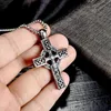 قلادة قلادة عتيقة Viking Celtic Knot Pattern Cross Necklace Men Stains Stain Stail سلسلة مجوهر