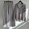 Calças de duas peças femininas Conjunto de camisetas da moda Estilo vintage Casual Mulheres de peito único Tops se adequam a roupas femininas