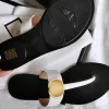 Size 35-42 Genuine Leather outdoor Casual shoe sandal Slipper Men Women Summer sunny Flip Flops Flat Sliders black white box 10a top quality Slide Mule loafer sandale