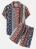 Herren Tracksuits Ethnic Style Shirt Sets 3D Print Männer lässige Mode Kurzärmel Shirts Übergroße Strandshorts Sommer Streetwear Anzüge