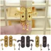 ACCESSOIRES DIY PLAQUE COURCE MÉTAL METAL MINIATURE PORTES PORTES POULONS House Lock Key Set Brass Knobs Mini Furniture Pull