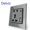 Delviz con presa porta di tipo C, output a doppia interfaccia a carico rapido smart 18WMA, incorporato per la casa, outlet USB di potenza a parete 1A1C