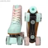 Skates à rouleaux en ligne Nouveau Pu Leather Pu Double Row Roule Rouleau Skate Skate Chaussures 4 Roues Sneakers For Women Men Adults Outdoor Sports Ice Skating Y240410