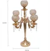 Akrylowe 5-ramionowe metalowe kandelabry z kryształowymi wisiorkami, świecznikiem ślubnym, imprezowym elementem, gorącym, nowym stylem