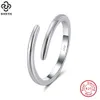 Rinntin 925 Anneaux empilables en argent sterling pour les femmes Rougeons de cercle ouvert minimaliste réglable Bijoux de fête de la fête APR08