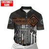 Nome personalizzato Mechanic 3D su tutta la polo da uomo stampato Maglietta Summer Short Short Street Street Polo Cash Shirt Tops WK12