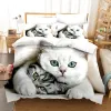3D söta vargar katthundtryck sängkläder set söt täcke täcke täcke vild djur stam säng täckning med kuddar anpassade sängkläder