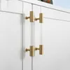 MFYS Acrylic + Brass Furniture Handles Gold Transparent Cabinet Handle Modern Simple Kitchen Aceessories Door Pulls Hardware