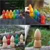 Montessori Rainbow Doll drewniane zabawki log kolorowy bukowy graffiti DIY malarstwo puzzle bildbow budynki