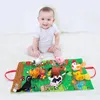 Baby Animal Quiet Book Puzzle Sensory Toys Tyg Dinosaur Farm/Rainforest/Jungle Animal Soft tygbok Kognitiva spädbarn Toys