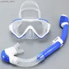 Tauchmasken Kindertauchmaske aufblasbares Set Schwimmbrillen getemperter Glas Panorama View Anti Nebel Training Trockener Top Teenag Y240419 TC2M