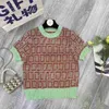 Luxe ontwerper Tees dames t-shirt brief Jacquard gebreide pullover t-shirt korte mouwen dames zomercontrast mode gebreide shirt tops
