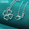 Pendant Necklaces 925 Sterling Silver Four Leaf Clover Pendant Necklace 16-30 Inch Chain For Women Party Engagement Wedding Fashion Jewelry 240410