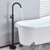 Black Floor Standing Faucet Bathtub Shower Faucet Hot Cold Water Mixer Tap Simple Sinlge Handle Bath Tub Bathroom Shower Set