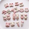 10-30pcs Nouveau café rose appartement arrière résine femmes enfants en épingle à cheveux artisanat matériaux kawaii cerise bowknot ours arts patch