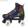 Inline Roller Skates Women Men PVC Leather Roller Skates Skating Shoes Patines Sliding Quad Sneakers Beginner Training 2 Row Adult Flash 4 Wheels Y240410