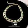 French Light Diamond Geometric Earring Necklace Set with Korean Style Design Sense Collar Chain Personalized Simple Jewelry