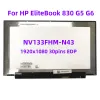 Ekran 13.3 IPS Laptop LCD Ekran NV133FHMN43 FIT NV133FHMN33 B133Han06.6 dla HP Elitebook 830 G5 FHD1920X1080 Wyświetlacz 30pins EDP