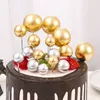 20Pcs Cake Topper Gold Silver Ball Happy Birthday Cake Topper DIY Cupcake Flag Wedding Christmas Ball Decor Birthday Decoration