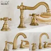 Ellen Antique Bronze Badewaschbecken Wasserhahn Doppelgriff Becken Waschbecken Wasserhahn heiß und kalt Wassermischer 3 Loch Badezimmer Wasserhahn Elf8001-3